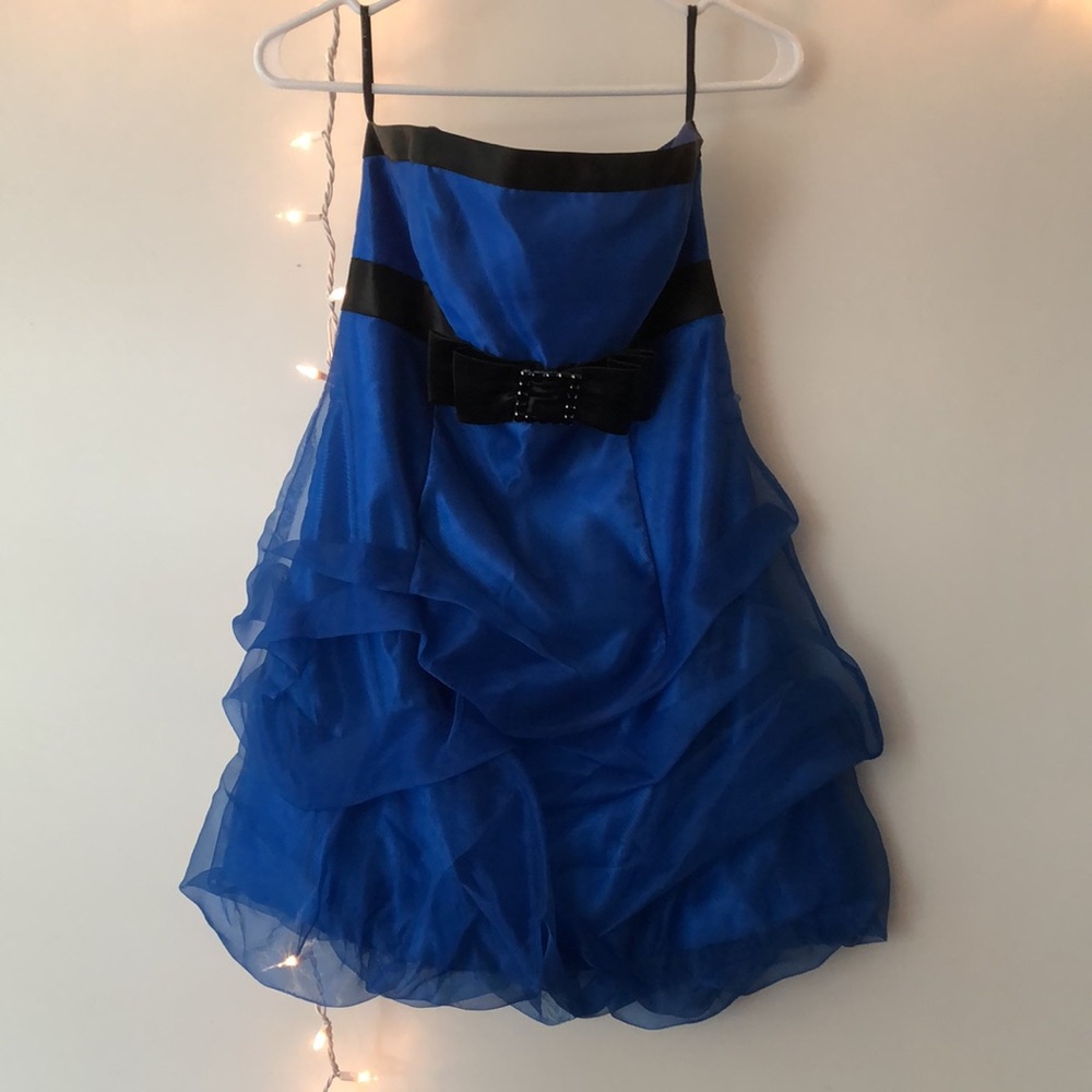 Gunne Sax Jessica McClintock Royal Blue Bubble Skirt Mini Dress Size 7